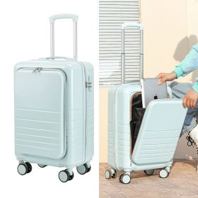 Large Capacity Suitcase Front  Lid Pull Rod Case (Option: Blue-20inch)