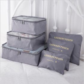 6 PCS Travel Storage Bag Set for Clothes Tidy Organizer (Color: Grey)