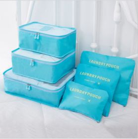 6 PCS Travel Storage Bag Set for Clothes Tidy Organizer (Color: Blue)