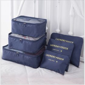 6 PCS Travel Storage Bag Set for Clothes Tidy Organizer (Color: Navy Blue)