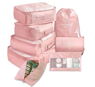 8-piece Set Luggage Divider Bag Travel Storage Clothes Underwear Shoes Organizer Packing Cube Bag (Option: Pink-8 piece set)