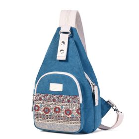 Canvas Chest Bag Unisex Leisure Bag Personality Ethnic Style (Color: Blue)