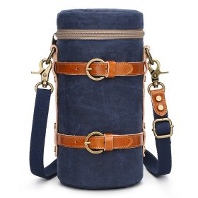 Seven-color Cotton SLR Camera Storage Bag Waterproof Canvas Camera Bag (Option: Blue-L)