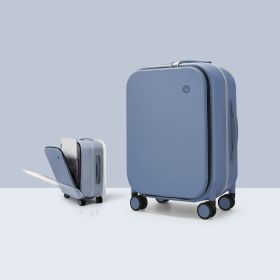 Front Opening Boarding 20 Suitcase Aluminum Frame (Option: Gemstone blue-18inch)