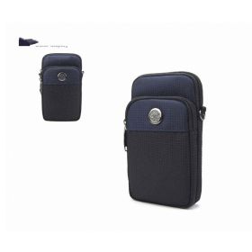 Men's Waist Bag Vertical Small Satchel Carry (Color: Navy Blue)