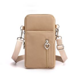 Girls Wallet Wallet Pocket Ladies Messenger Money Bag Card Case Ladies Ladies Wallet Small Bag Mini Shoulder Mobile Phone Bag (Option: Khaki-Small)