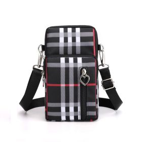 Girls Wallet Wallet Pocket Ladies Messenger Money Bag Card Case Ladies Ladies Wallet Small Bag Mini Shoulder Mobile Phone Bag (Option: Black check-large)