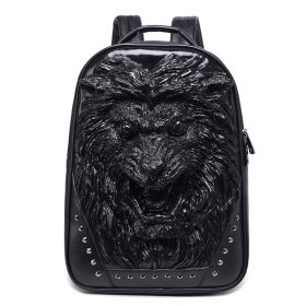 3D Angry Lion Face Unisex Backpack (Color: Black)