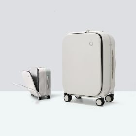 Front Opening Boarding 20 Suitcase Aluminum Frame (Option: Smoky white-18inch)